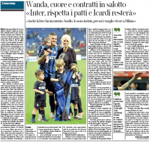 Wanda Nara Mauro Icardi Corriere della Sera July 13th 