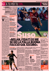 Suso Gazzetta dello Sport August 2nd