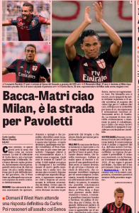 Carlos Bacca Gazzetta August 9th