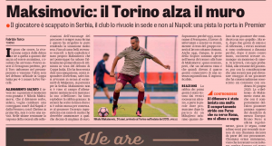 Gazzetta dello sport Maksimovic August 15th