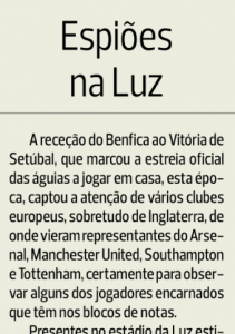 A Bola scouts Benfica August 22nd