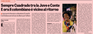 Juan Cuadrado Gazzetta dello Sport August 25th