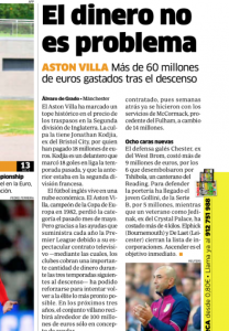 Marca Aston Villa August 31st