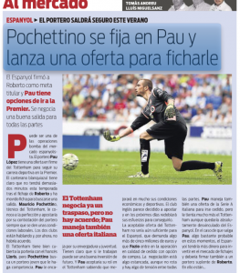 Pau Lopez Mundo deportivo August 1st