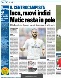 Tuttosport Matic Isco August 11th