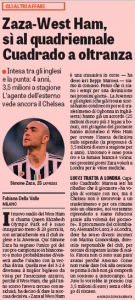 Simone Zaza Gazzetta dello Sport August 26th