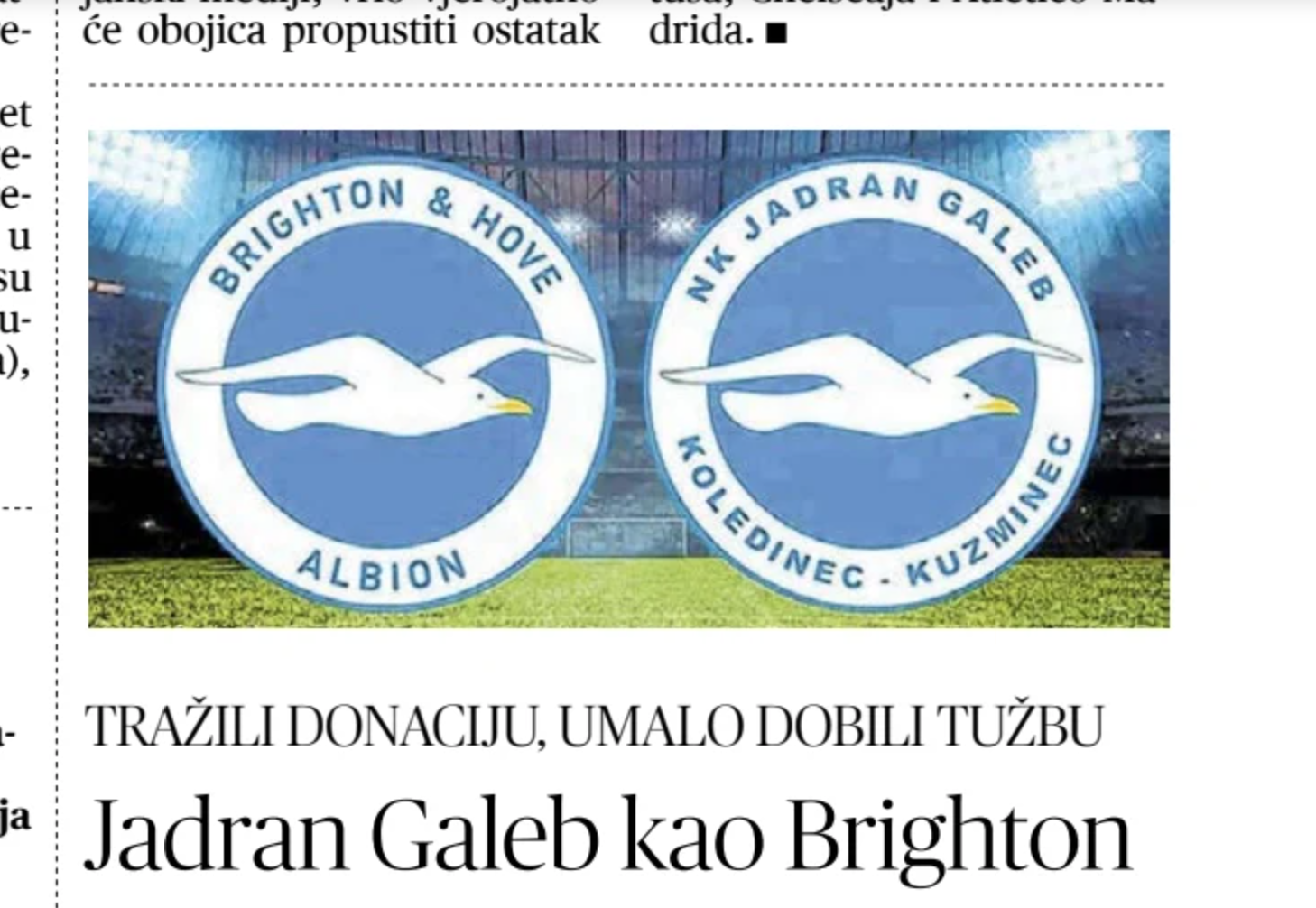 Brighton and Jadran Galeb crests