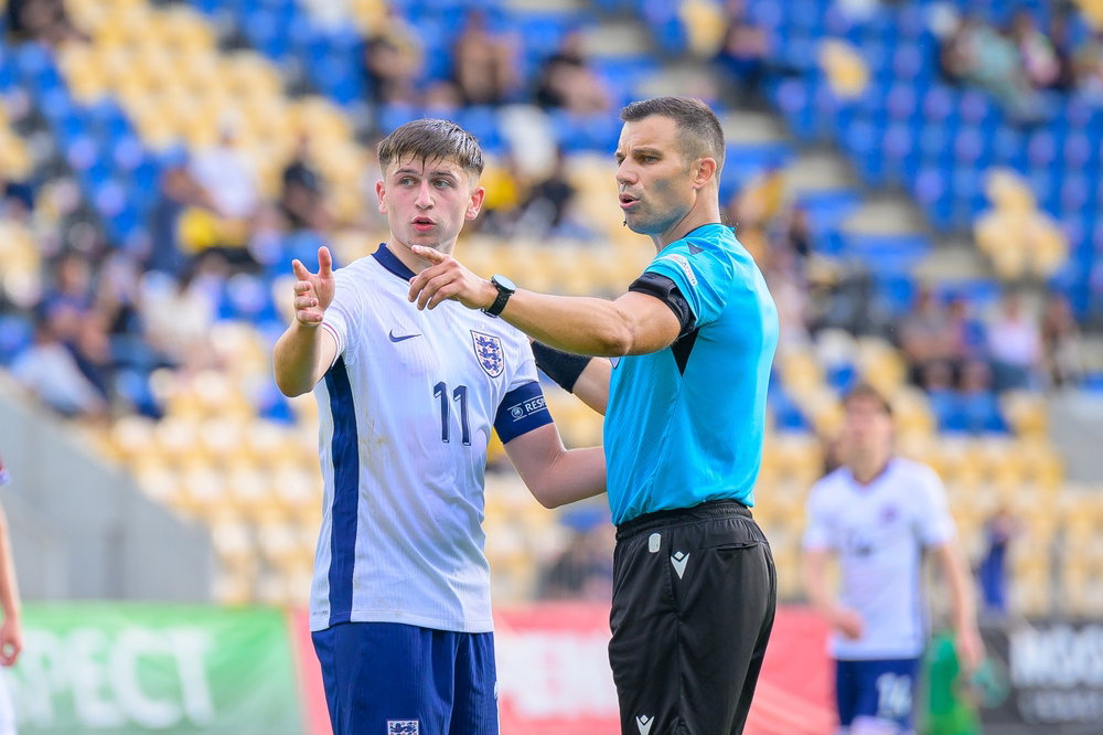 Tottenham youngster Mikey Moore in action for England youth