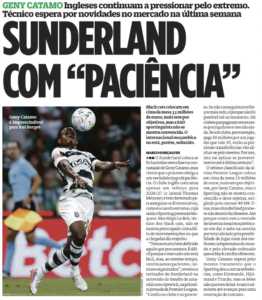Sunderland patience covered by O Jogo