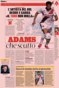 Italian newspaper celebrates cult hero Che Adams