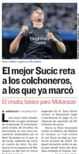 Newcastle United interest of Luka Sucic in AS newspaper