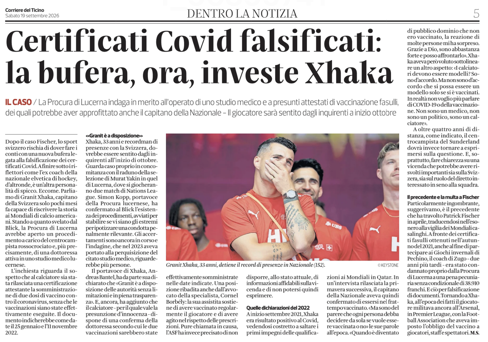 The Granit Xhaka investigation is now being reportedly widely in Switzerland