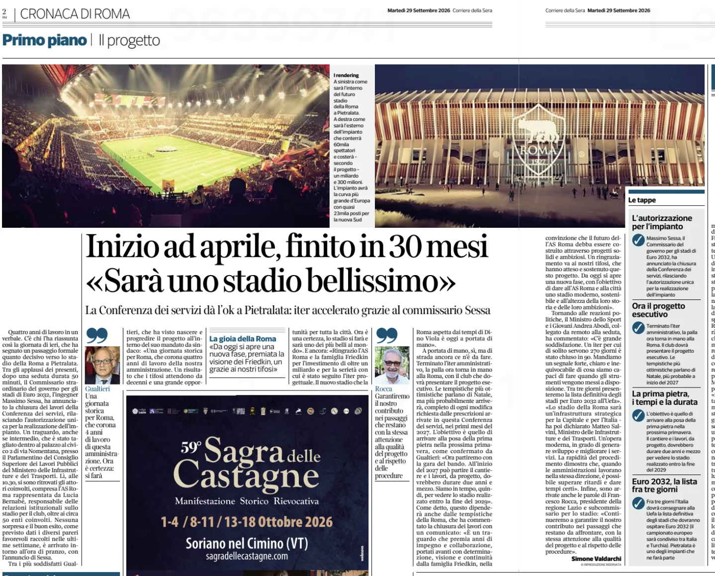 Roma's new stadium is big news in the Italian media