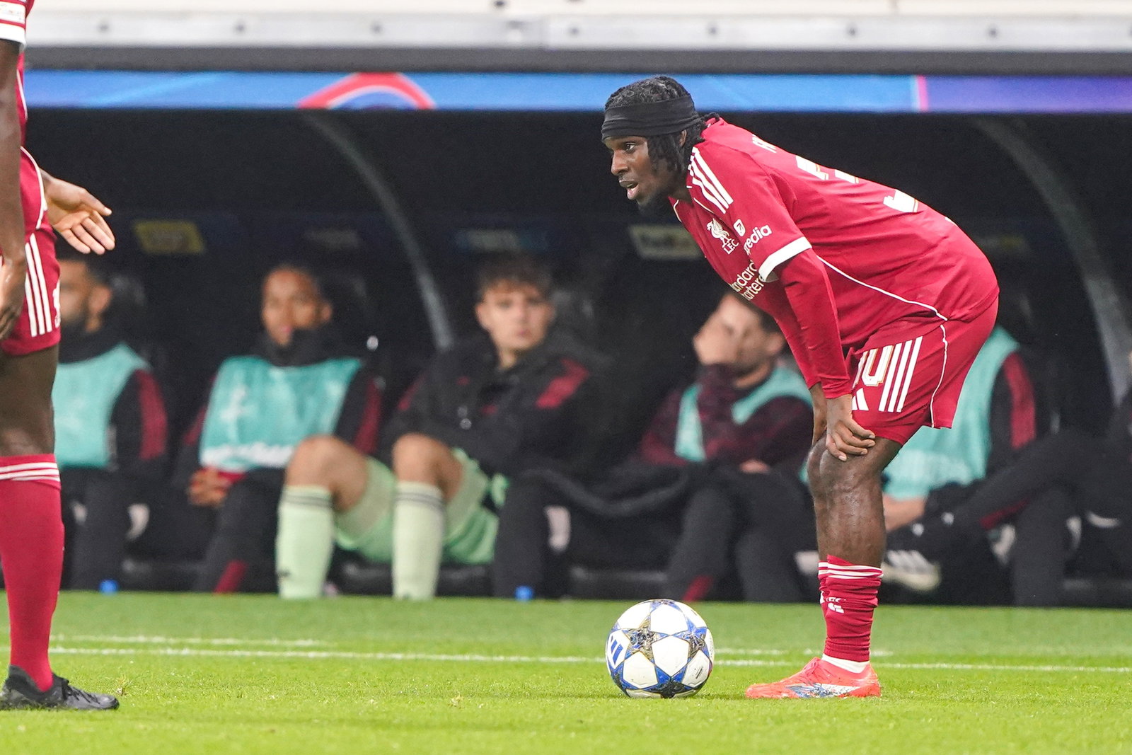 Liverpool's Jeremie Frimpong in action against Eintracht Frankfurt